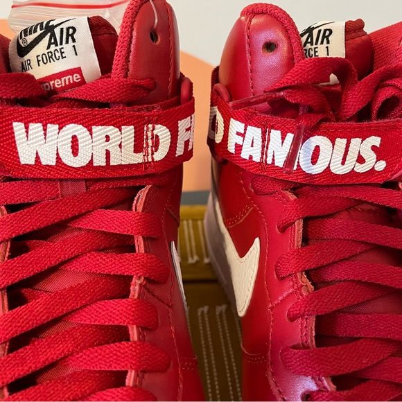 DEADSTOCK - Nike Air Force 1 SUPREME WORLD FAMOUS Red size men’s 10 US - Picture 9 of 16